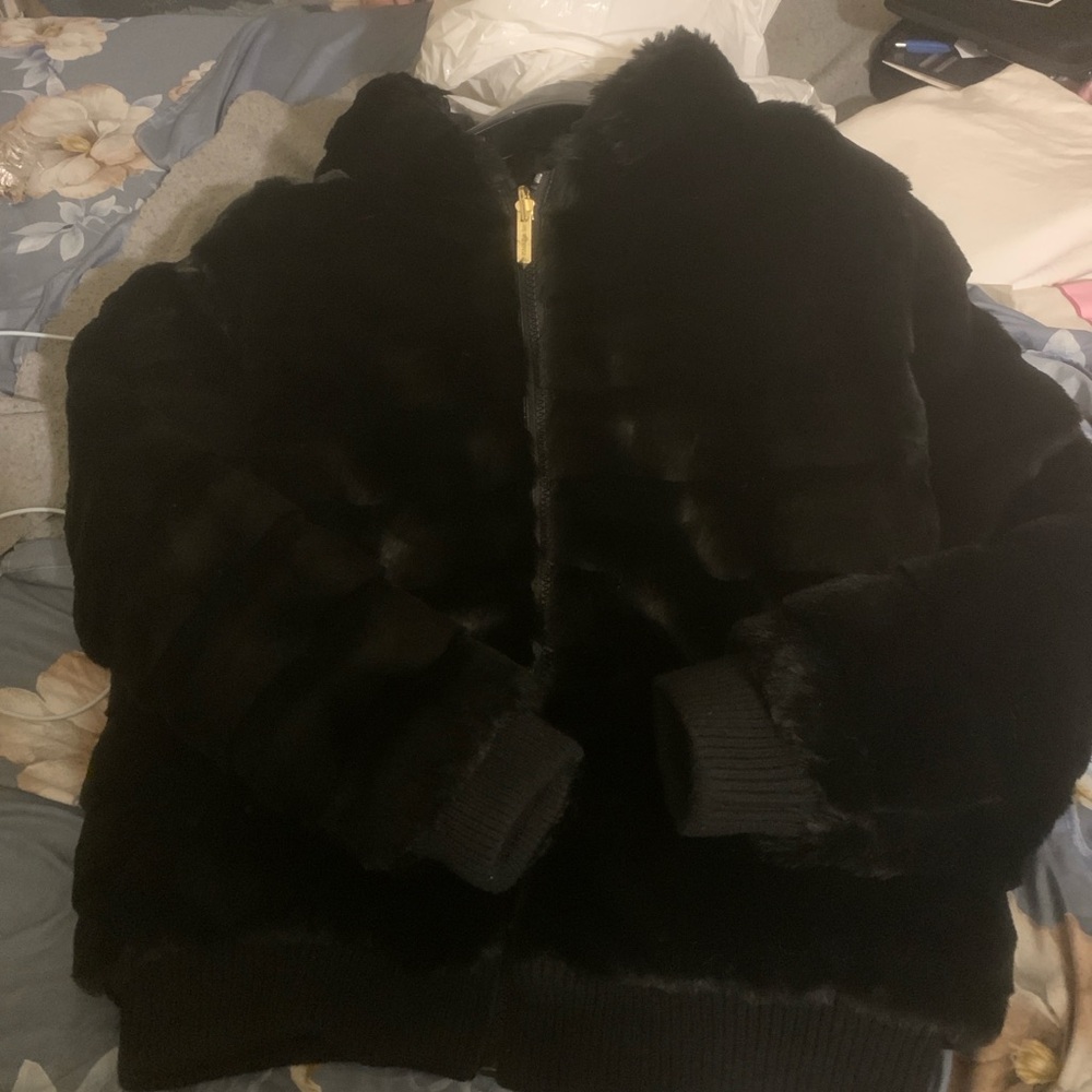 Men's Black Faux Fur Jacket